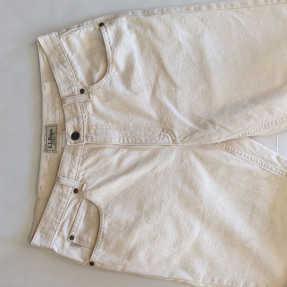 L.L. Bean Double L Classic Fit Straight Leg Denim Jeans 34 x 29 Cream Pockets - Picture 8 of 16